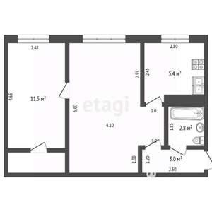 2-к квартира, вторичка, 53м2, 3/12 этаж