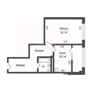 1-к квартира, вторичка, 49м2, 2/18 этаж