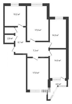 4-к квартира, вторичка, 76м2, 9/9 этаж