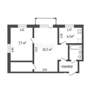 2-к квартира, вторичка, 43м2, 5/5 этаж