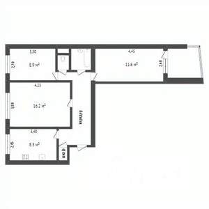 3-к квартира, вторичка, 75м2, 5/5 этаж