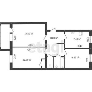 3-к квартира, вторичка, 63м2, 2/3 этаж