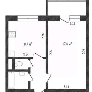 1-к квартира, вторичка, 34м2, 10/10 этаж