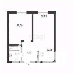 1-к квартира, вторичка, 39м2, 2/8 этаж