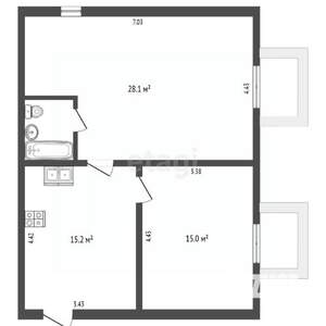 2-к квартира, вторичка, 61м2, 1/3 этаж