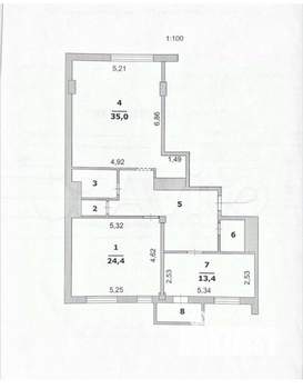 2-к квартира, вторичка, 100м2, 7/9 этаж