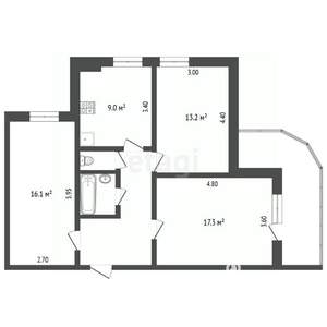 3-к квартира, вторичка, 70м2, 15/16 этаж