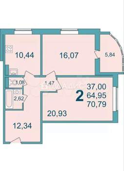 2-к квартира, вторичка, 71м2, 12/17 этаж