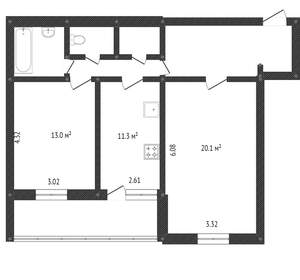 2-к квартира, вторичка, 51м2, 1/10 этаж