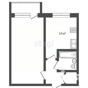 1-к квартира, вторичка, 30м2, 2/5 этаж