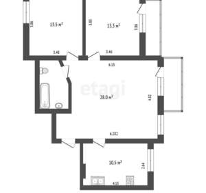 3-к квартира, вторичка, 74м2, 5/12 этаж