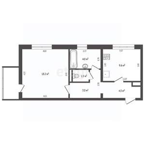 1-к квартира, вторичка, 44м2, 2/4 этаж