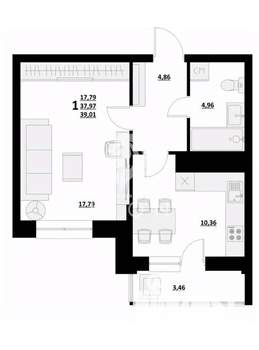 1-к квартира, вторичка, 40м2, 2/9 этаж