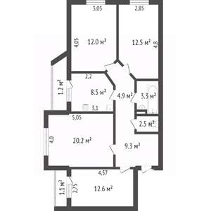4-к квартира, вторичка, 123м2, 5/6 этаж