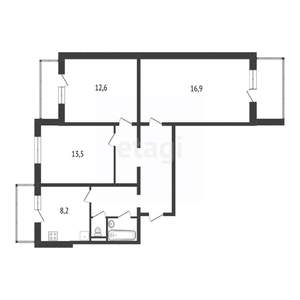 3-к квартира, вторичка, 68м2, 3/10 этаж