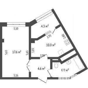 1-к квартира, вторичка, 51м2, 4/17 этаж