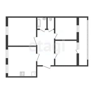 4-к квартира, вторичка, 75м2, 1/5 этаж