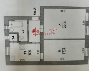 2-к квартира, вторичка, 56м2, 2/2 этаж