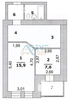 2-к квартира, вторичка, 46м2, 9/12 этаж