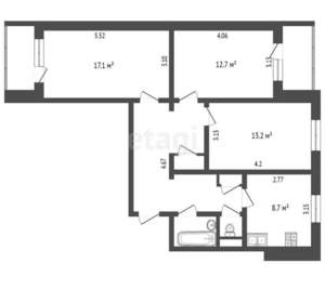3-к квартира, вторичка, 71м2, 2/10 этаж