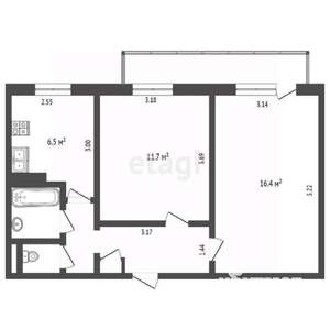2-к квартира, вторичка, 45м2, 3/9 этаж