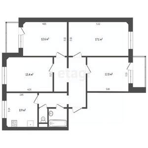 4-к квартира, вторичка, 83м2, 6/9 этаж