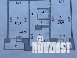 2-к квартира, вторичка, 55м2, 5/5 этаж
