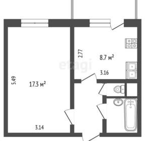 1-к квартира, вторичка, 34м2, 6/10 этаж