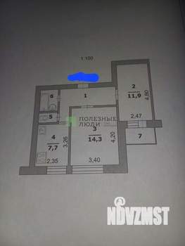 2-к квартира, вторичка, 46м2, 1/9 этаж