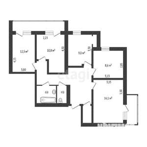 4-к квартира, вторичка, 116м2, 3/16 этаж