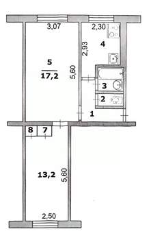 2-к квартира, вторичка, 44м2, 2/5 этаж