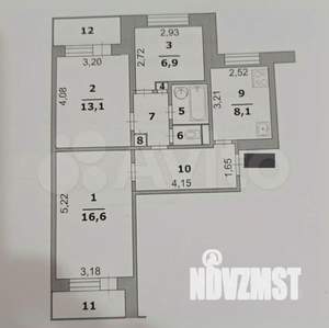 3-к квартира, вторичка, 59м2, 9/9 этаж