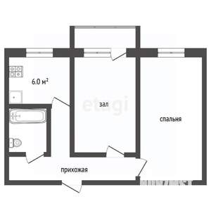 2-к квартира, вторичка, 42м2, 5/5 этаж