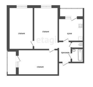 3-к квартира, вторичка, 63м2, 5/9 этаж