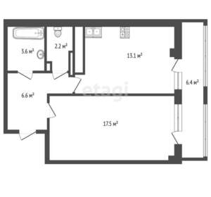 1-к квартира, вторичка, 49м2, 4/9 этаж