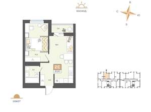 2-к квартира, вторичка, 41м2, 8/8 этаж