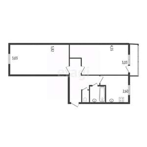 2-к квартира, вторичка, 44м2, 5/5 этаж