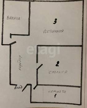 3-к квартира, вторичка, 69м2, 2/2 этаж