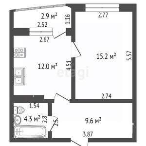 1-к квартира, вторичка, 42м2, 16/18 этаж