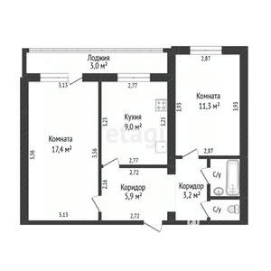 2-к квартира, вторичка, 54м2, 4/10 этаж