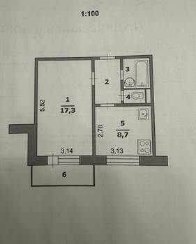 1-к квартира, вторичка, 34м2, 9/9 этаж