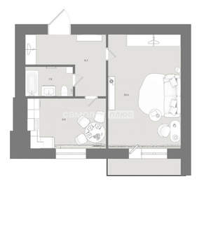 1-к квартира, вторичка, 44м2, 3/4 этаж