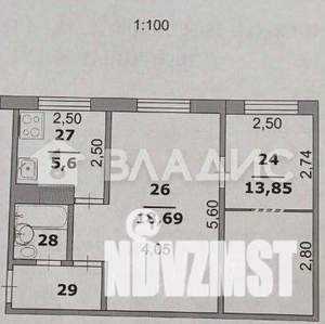 2-к квартира, вторичка, 44м2, 1/5 этаж