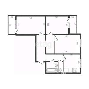 3-к квартира, вторичка, 69м2, 10/10 этаж