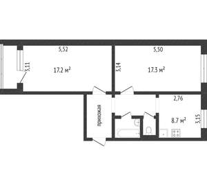 2-к квартира, вторичка, 46м2, 1/9 этаж