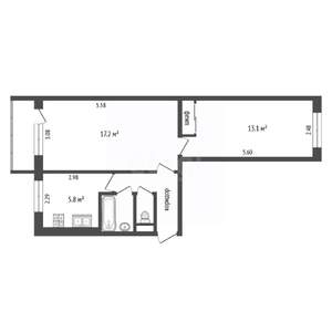 2-к квартира, вторичка, 44м2, 3/5 этаж