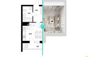 1-к квартира, строящийся дом, 40м2, 1/9 этаж