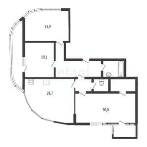 3-к квартира, вторичка, 100м2, 14/15 этаж