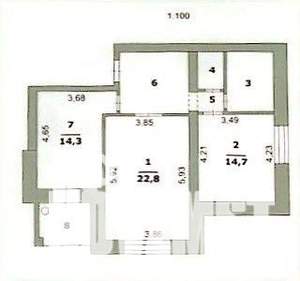 2-к квартира, вторичка, 70м2, 4/6 этаж
