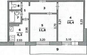 2-к квартира, вторичка, 45м2, 2/9 этаж